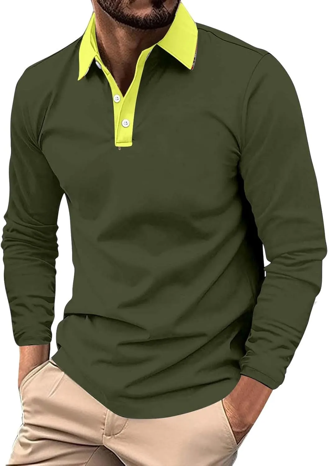 Mens Gifts and Autumn Casual Business Fashion Printing Long Sleeve Lapel Cotton Classic Long Sleeve Thermal Button