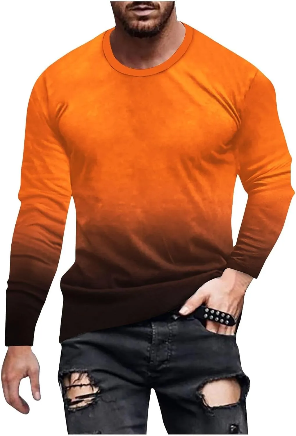 Mens Gifts and Autumn Casual Business Fashion Printing Long Sleeve Lapel Cotton Classic Long Sleeve Thermal Button