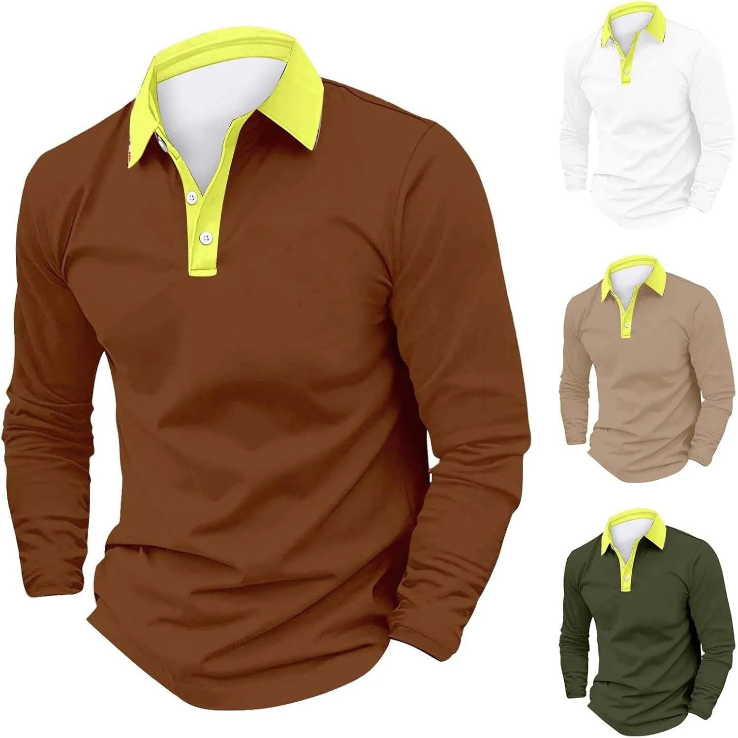 Mens Gifts and Autumn Casual Business Fashion Printing Long Sleeve Lapel Cotton Classic Long Sleeve Thermal Button