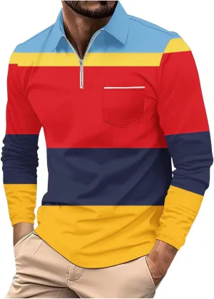 Mens Gifts and Autumn Casual Business Fashion Printing Long Sleeve Lapel Cotton Classic Long Sleeve Thermal Button