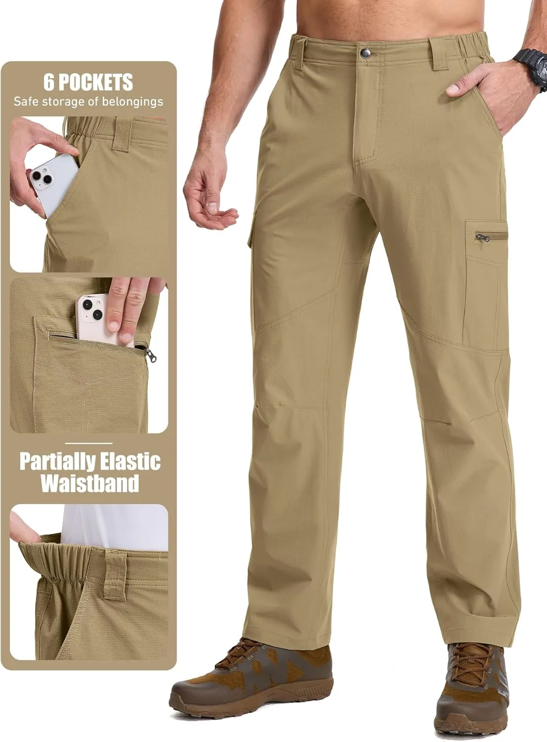 Mens Hiking Pants Lightweight Quick Dry Zip Off Safari Camping Fishing Travel boy Scout Pants