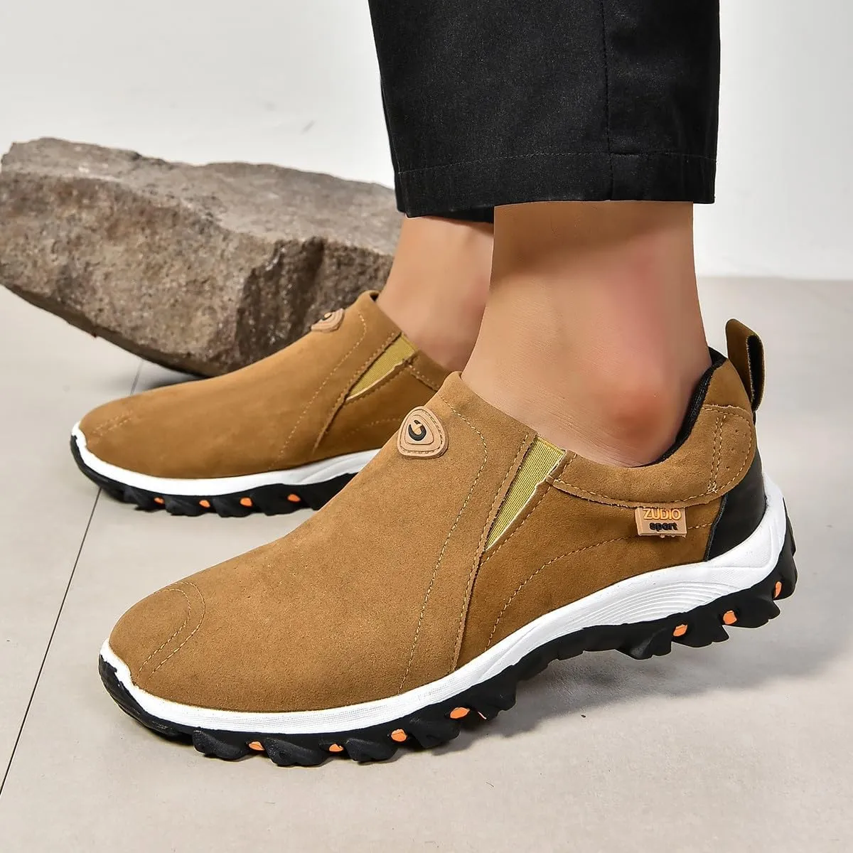 Men's Lightweight Breathable Sneakers: Comfortable and Durable Non-Slip Slip-on Casual Shoes for Hiking, Camping and Trekking