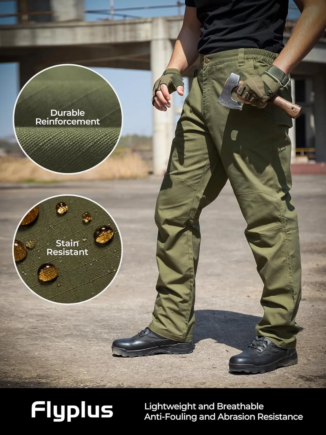 Men's Ripstop Tactical Cargo Pants Waterproof Durable Multi-Pocket Lightweight for Work Hiking Outdoor