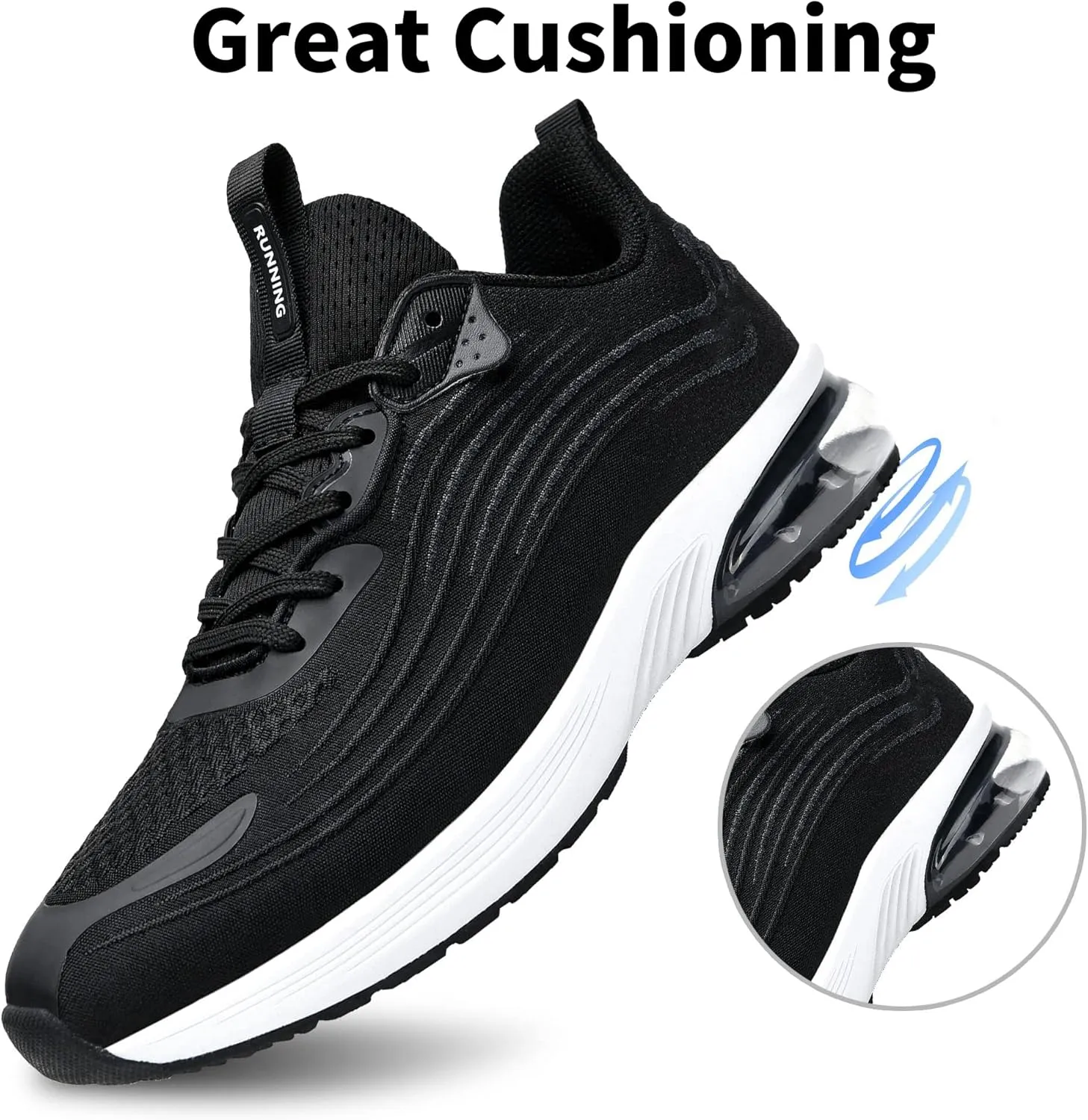 Mens Running Shoes Comfortable Walking Tennis Sneakers Lighweight Athletic Shoes for Sport Gym Jogging US 7-12