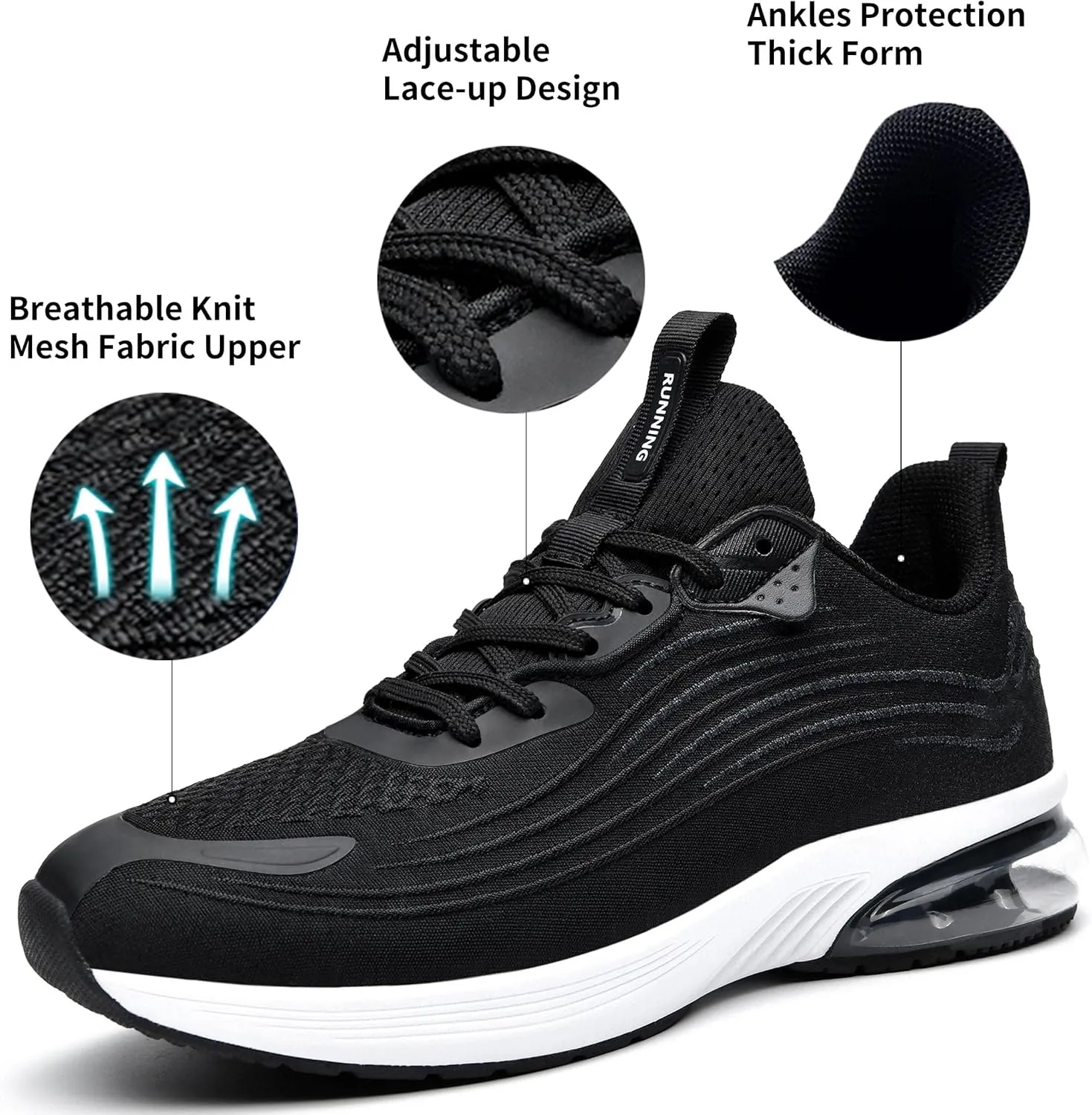 Mens Running Shoes Comfortable Walking Tennis Sneakers Lighweight Athletic Shoes for Sport Gym Jogging US 7-12