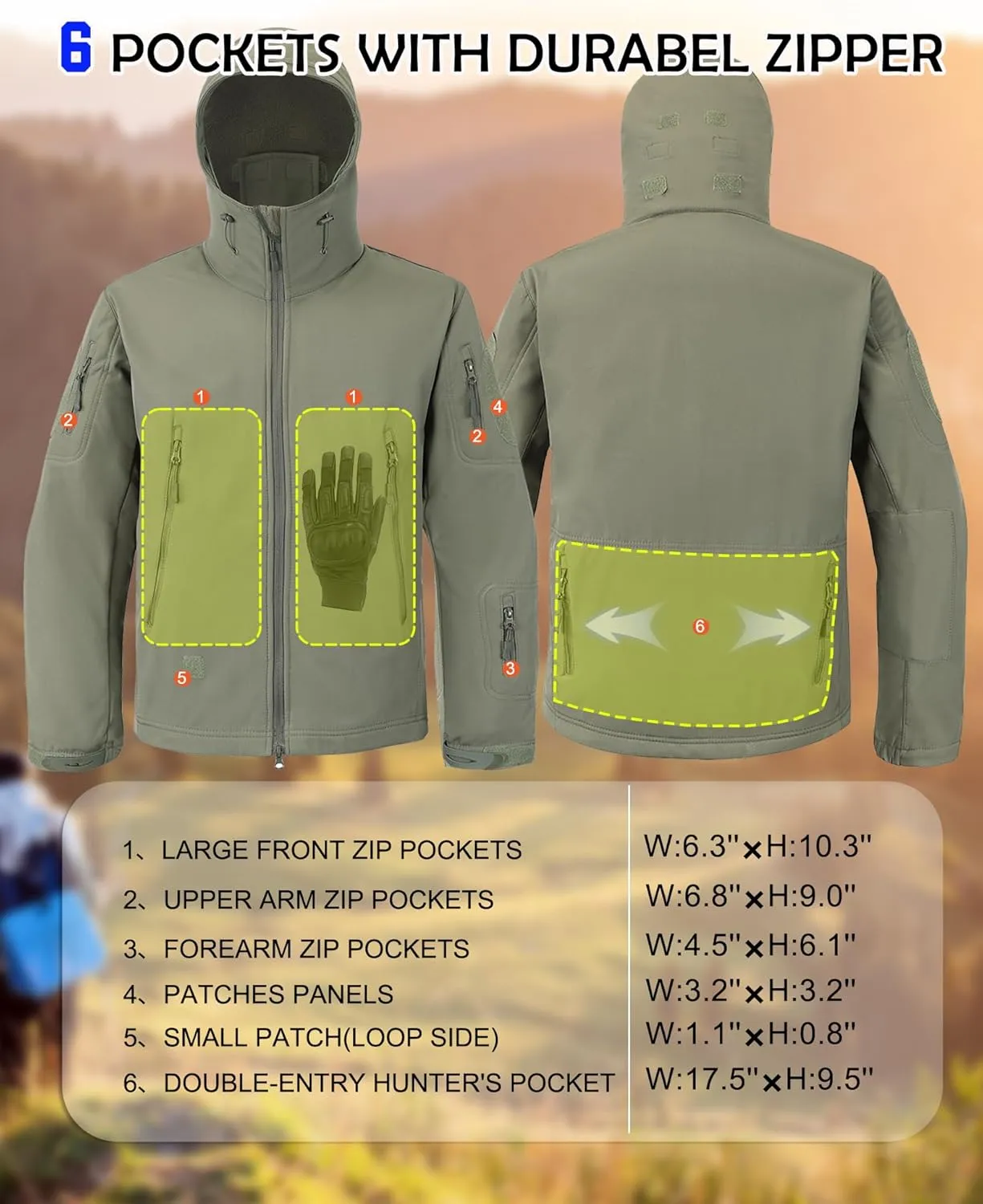 Men's Softshell Jacket Fleece Windproof Waterproof Thermal Tactical Coat Outdoor Jacket Hiking Camping