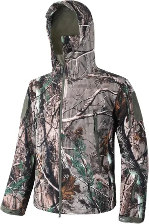 Men's Softshell Jacket Fleece Windproof Waterproof Thermal Tactical Coat Outdoor Jacket Hiking Camping