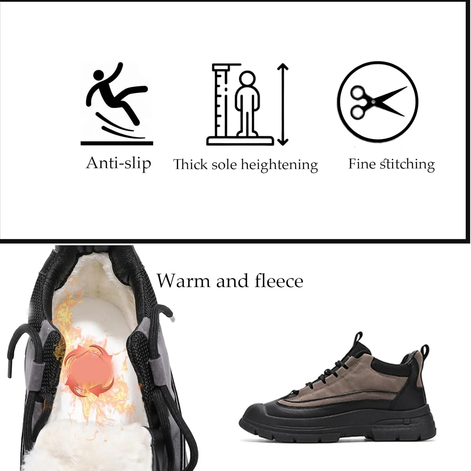 Men'S suede Warm Fur Lined Hiking Ankle Booties Lace up Winter Water-Resistant Trekking Snow Ankle Shoes Outdoor Cold Weather Anti-Slip Lightweight Comfortable Trekking Snow sneakers