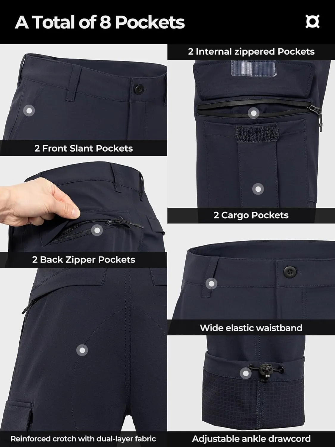 Men's Tactical Cargo Pants Ripstop Durable Stretch Waterproof Multi-Pocket Lightweight for Construction Work Hiking