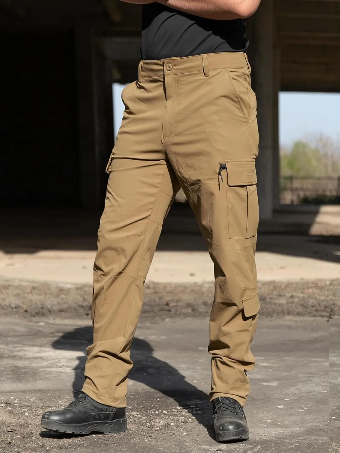Men's Tactical Cargo Pants Ripstop Durable Stretch Waterproof Multi-Pocket Lightweight for Construction Work Hiking