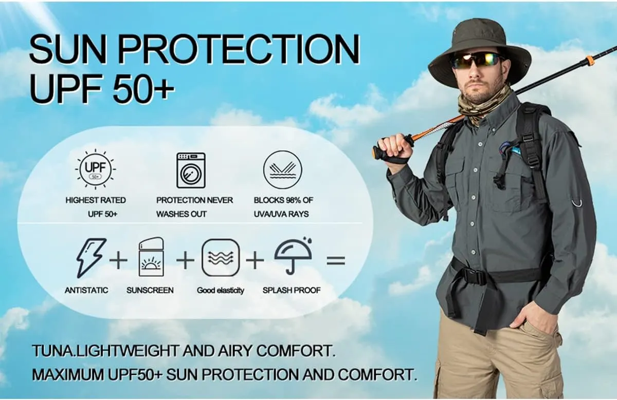 Men's UV UPF 50  Sun Protection Magellan Fishing Waterproof SPF Hiking Camping Long Sleeve Shirts