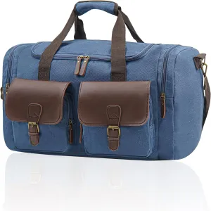 Men's Weekender Overnight Bag Multi-Compartment, Carry-On Travel Gym Bag for Men, Retro Design,Blue