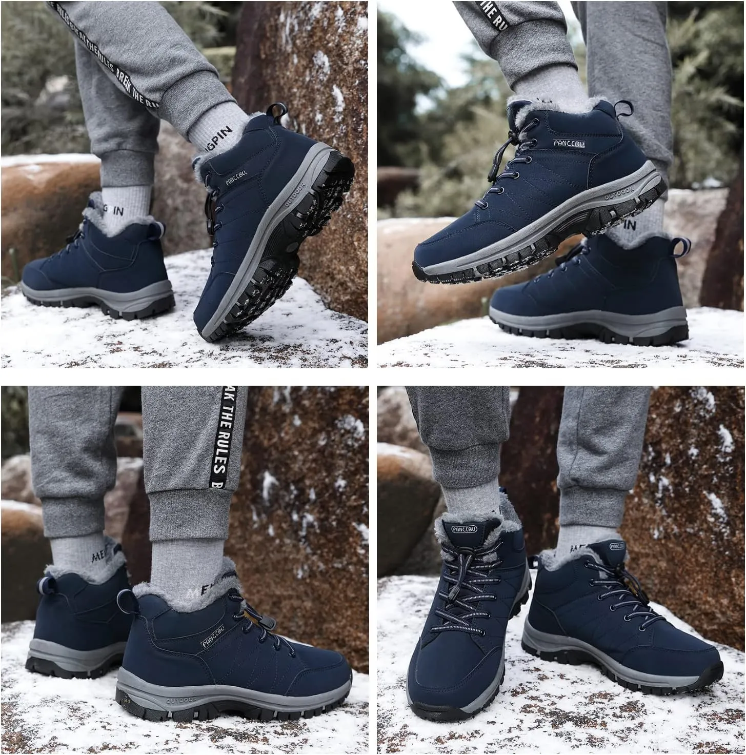 Mens Winter Boots Casual Lightweight Waterproof Snow Boots Anti-Slip Fur Lined Trekking Backpacking Hiking Boots…
