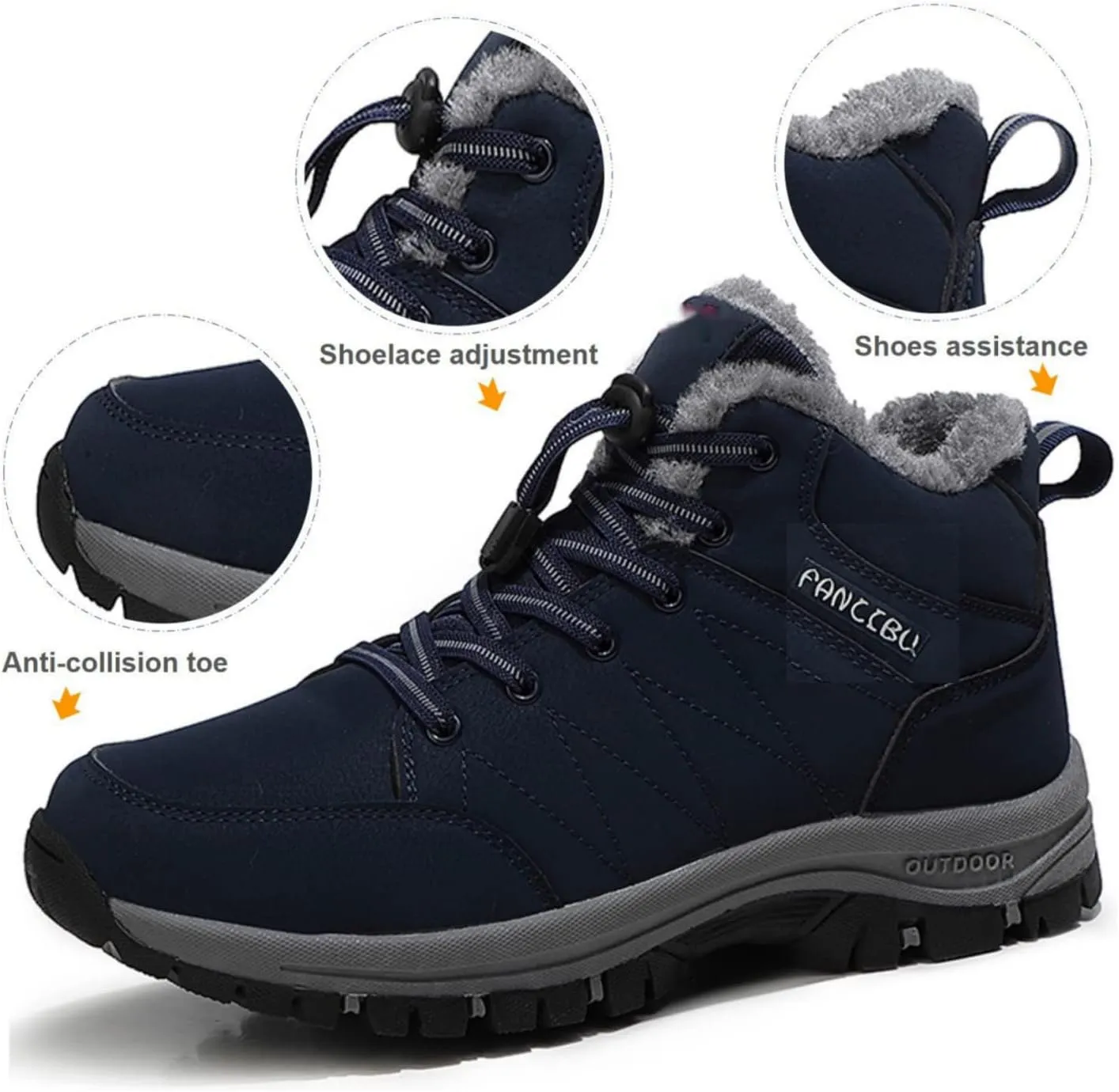 Mens Winter Boots Casual Lightweight Waterproof Snow Boots Anti-Slip Fur Lined Trekking Backpacking Hiking Boots…