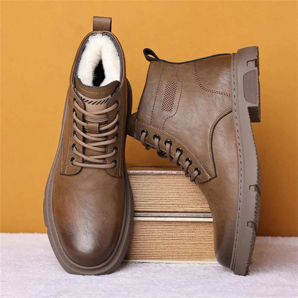 Mens Winter Snow Boots Water Resistant Warm Fur Lined Anti Slip Work Ankle Shoes Casual Lightweight Hiking Outdoor Trekking Boot
