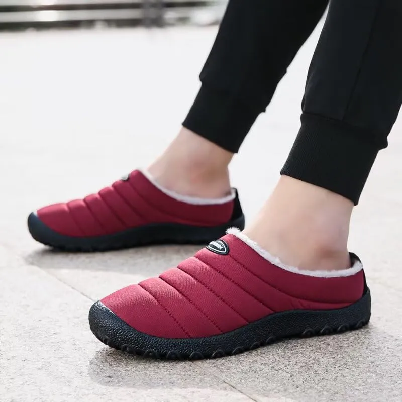 Men's Women's Indoor Outdoor Warm Velvet Winter Slippers for Home Street Walking