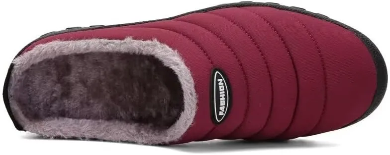Men's Women's Indoor Outdoor Warm Velvet Winter Slippers for Home Street Walking