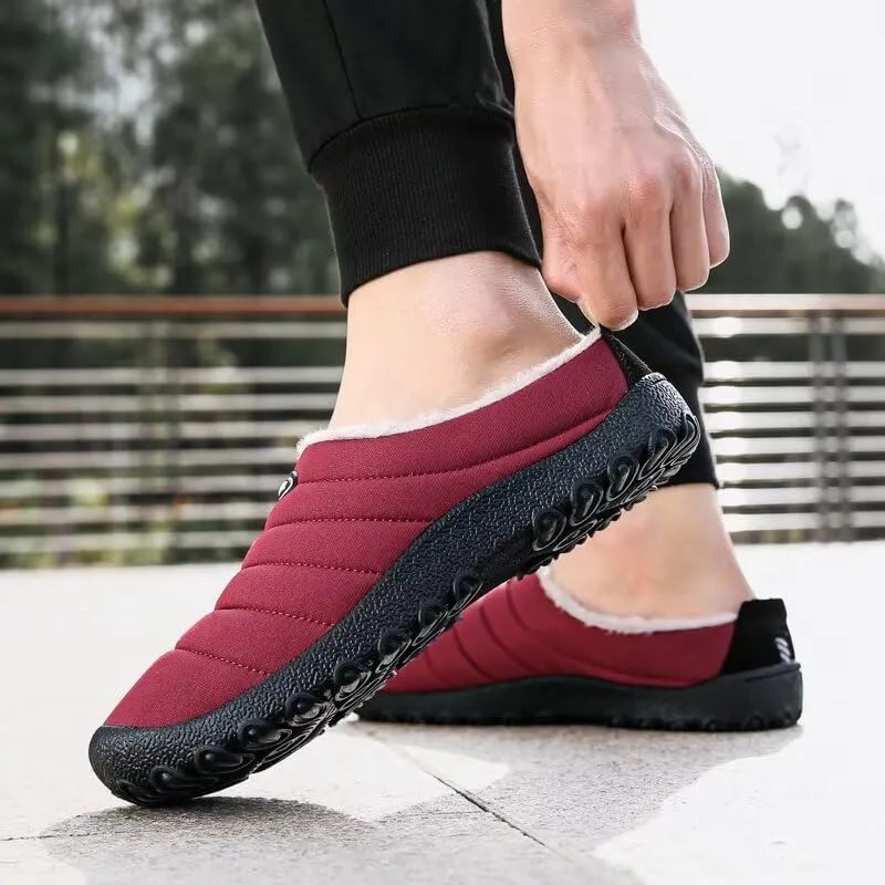 Men's Women's Indoor Outdoor Warm Velvet Winter Slippers for Home Street Walking