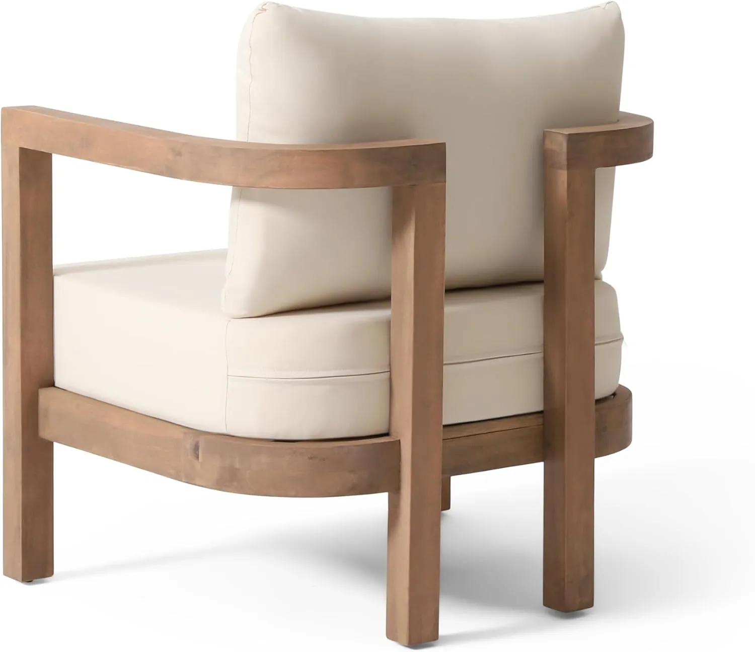 Merax Single Outdoor Acacia Wood Club Chair with Cushion,Patio Furniture Conversation Set for Backyard