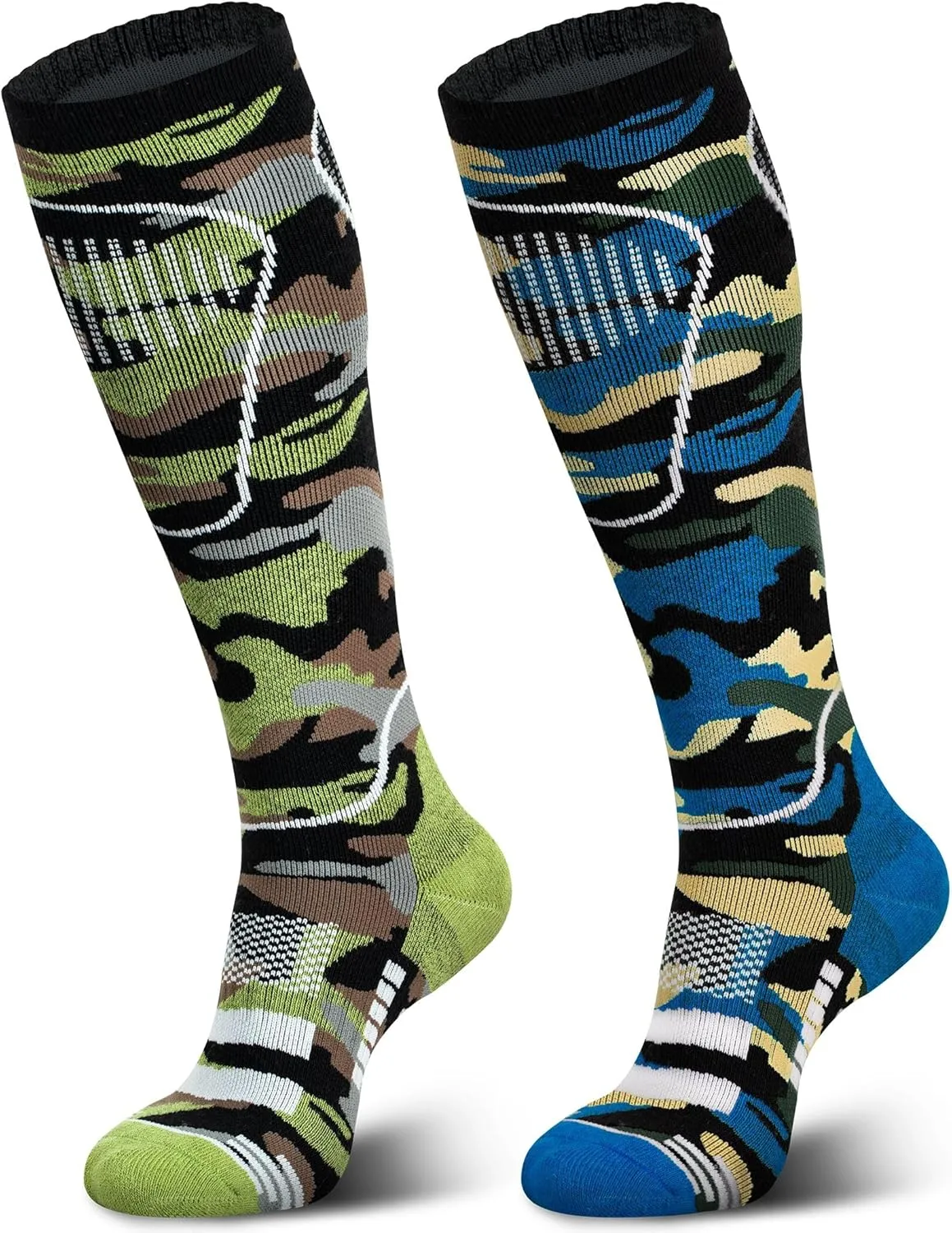 Merino Wool Ski Socks 2 Pairs, Thermal Knee High Warm Socks for Snowboarding, Hiking, Cold Weather, Snow, Hunting