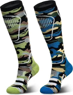 Merino Wool Ski Socks 2 Pairs, Thermal Knee High Warm Socks for Snowboarding, Hiking, Cold Weather, Snow, Hunting