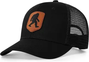 Mesh Bigfoot Hat Leather Cap for Men- Great Snapback Closure Sasquatch Hat for Hunting & Hiking