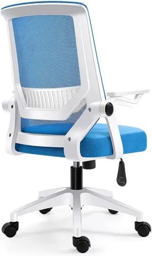 Mesh Office Chair with Pulley Bracket,Ergonomic High-Back Adjustable Desk Chair with armrests, for Office, Dormitory, Home Unique (Blue)