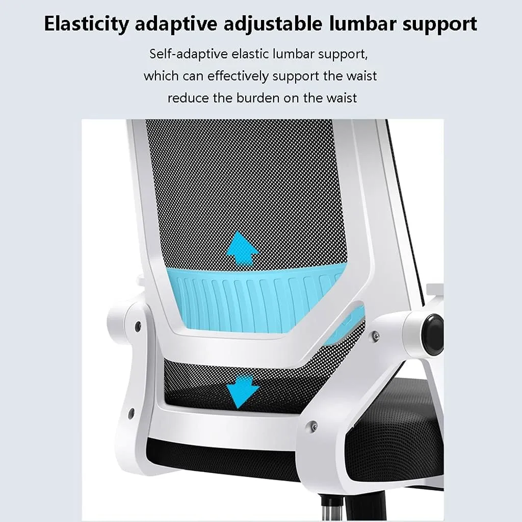 Mesh Office Chair with Pulley Bracket,Ergonomic High-Back Adjustable Desk Chair with armrests, for Office, Dormitory, Home Unique (Blue)