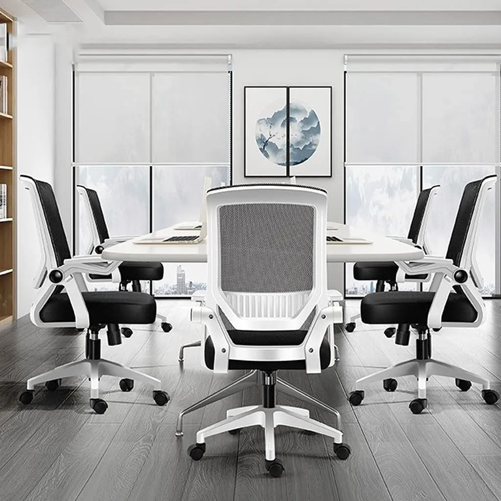 Mesh Office Chair with Pulley Bracket,Ergonomic High-Back Adjustable Desk Chair with armrests, for Office, Dormitory, Home Unique (Blue)