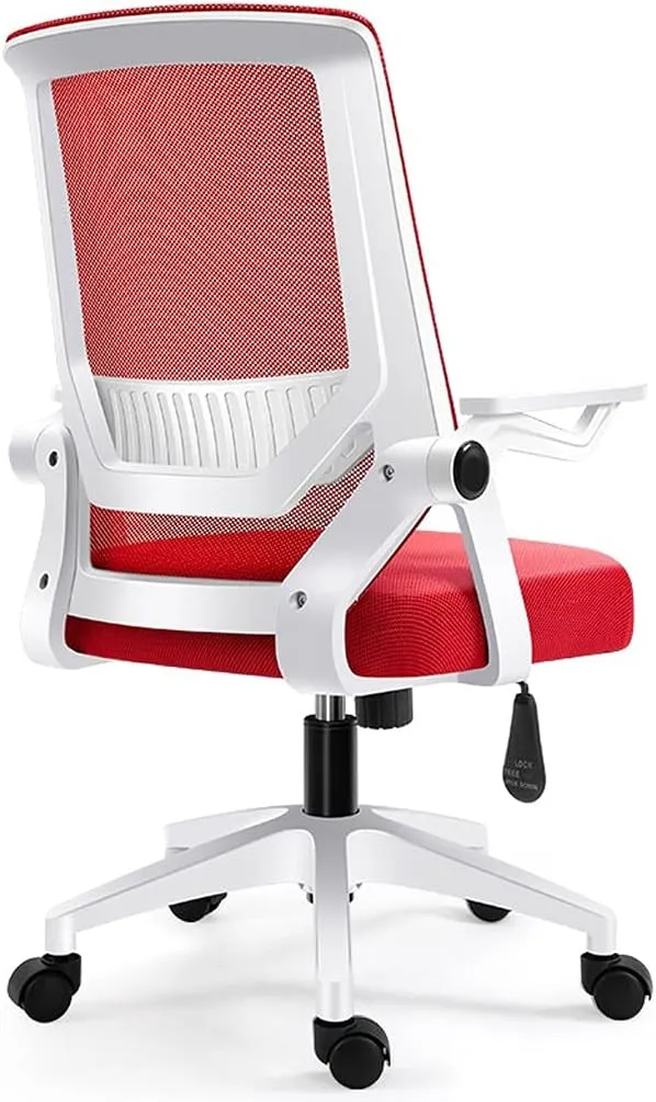 Mesh Office Chair with Pulley Bracket,Ergonomic High-Back Adjustable Desk Chair with armrests, for Office, Dormitory, Home Unique (Red)