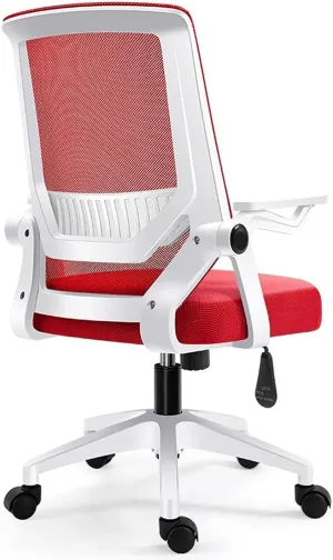 Mesh Office Chair with Pulley Bracket,Ergonomic High-Back Adjustable Desk Chair with armrests, for Office, Dormitory, Home Unique (Red)