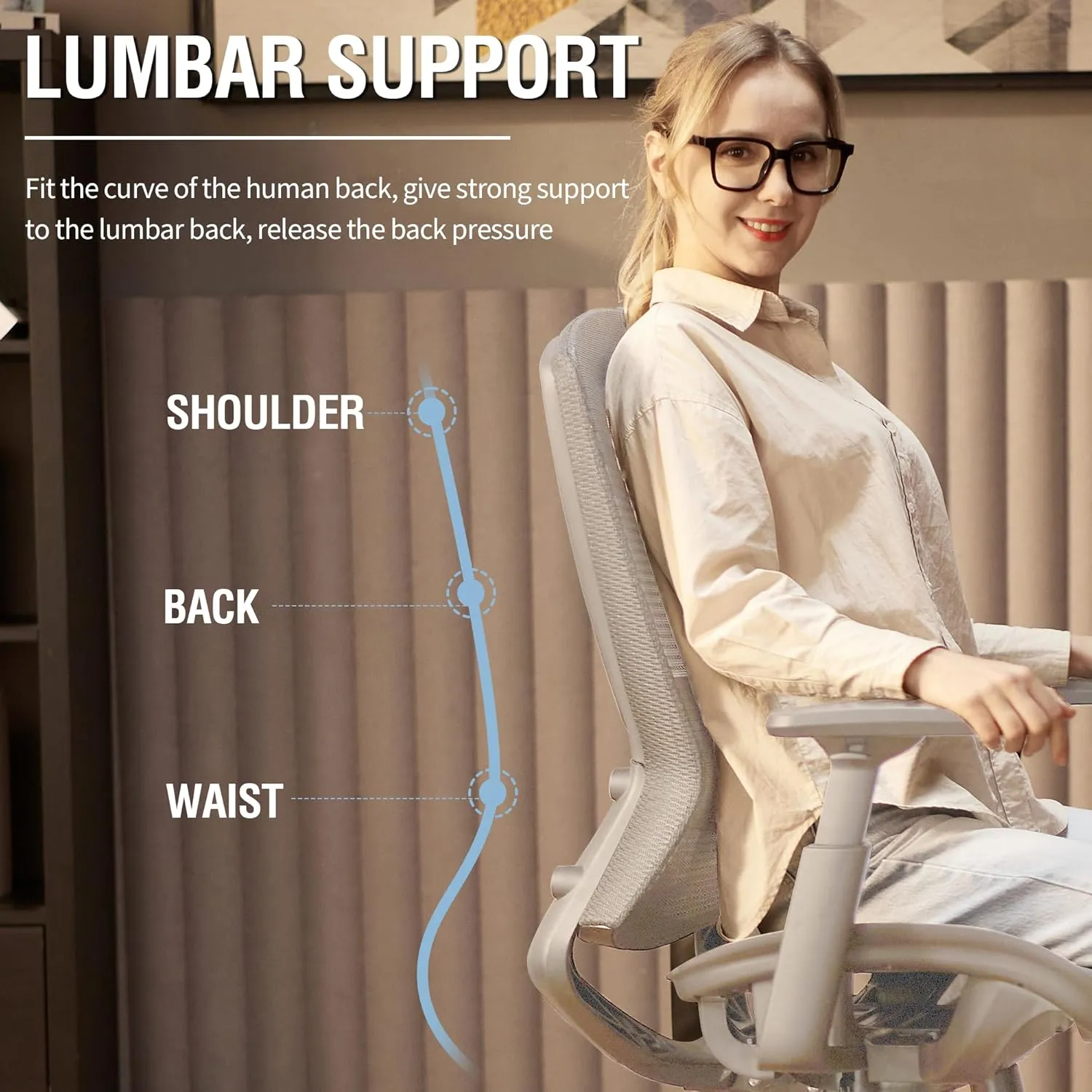 Mesh Office Chair,Ergonomic Computer Desk Chair,Sturdy Task Chair- Adjustable Lumbar Support & Armrests,Tilt Function,Comfort Wide Seat,Swivel Home Office Chair (All Grey)
