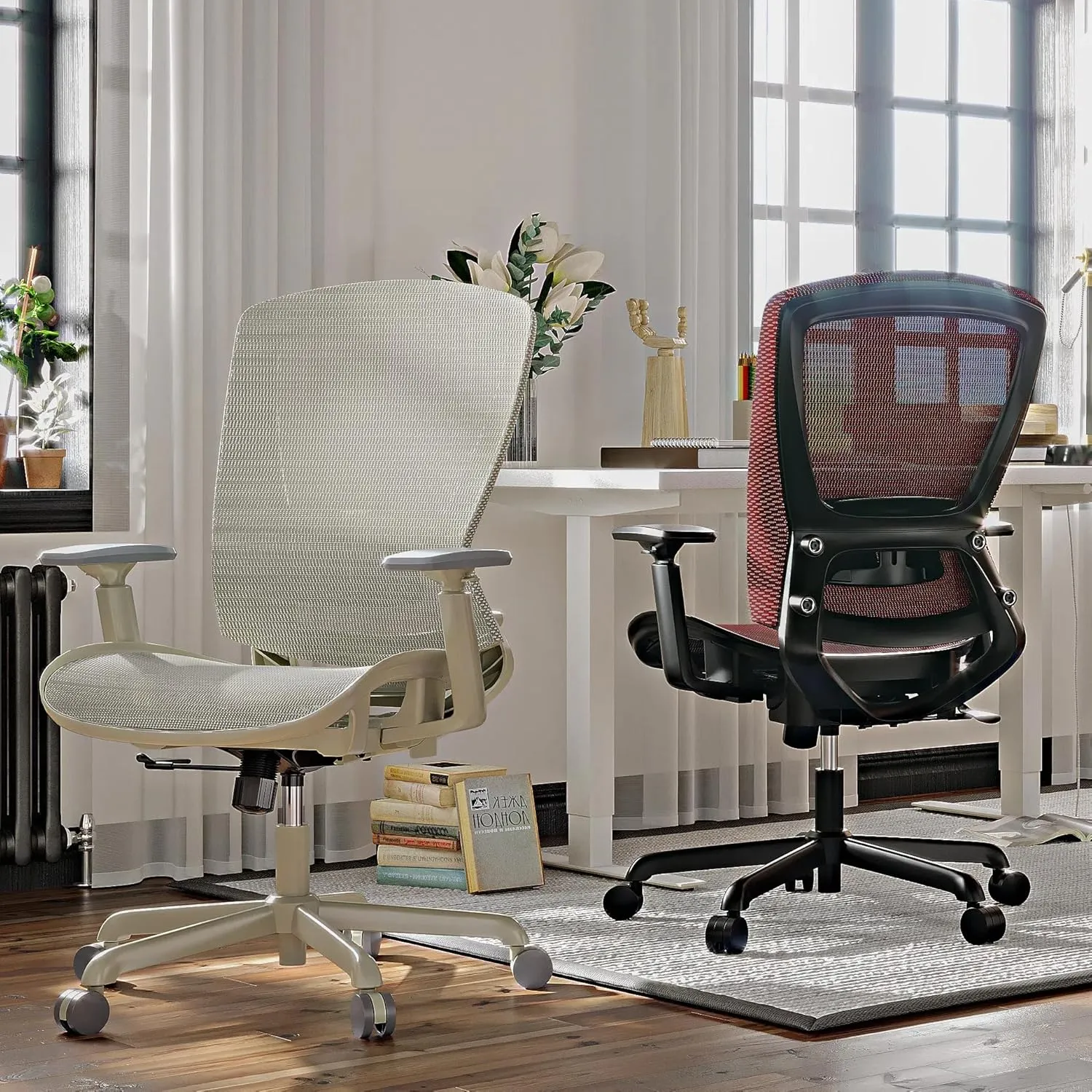 Mesh Office Chair,Ergonomic Computer Desk Chair,Sturdy Task Chair- Adjustable Lumbar Support & Armrests,Tilt Function,Comfort Wide Seat,Swivel Home Office Chair (All Grey)