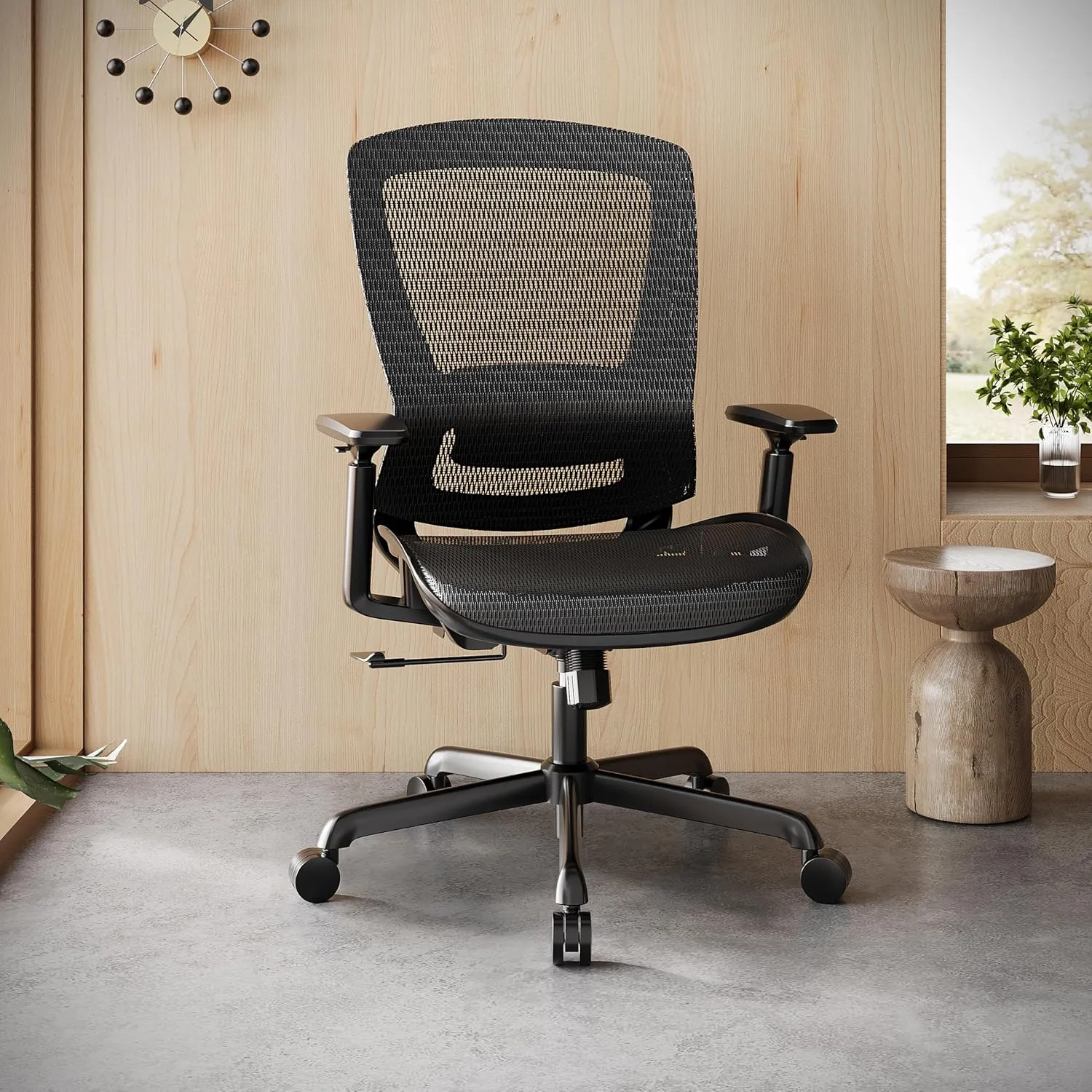 Mesh Office Chair,Ergonomic Computer Desk Chair,Sturdy Task Chair- Adjustable Lumbar Support & Armrests,Tilt Function,Comfort Wide Seat,Swivel Home Office Chair (Black)