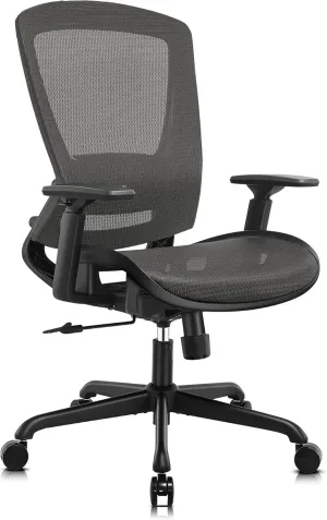 Mesh Office Chair,Ergonomic Computer Desk Chair,Sturdy Task Chair- Adjustable Lumbar Support & Armrests,Tilt Function,Comfort Wide Seat,Swivel Home Office Chair (Grey)