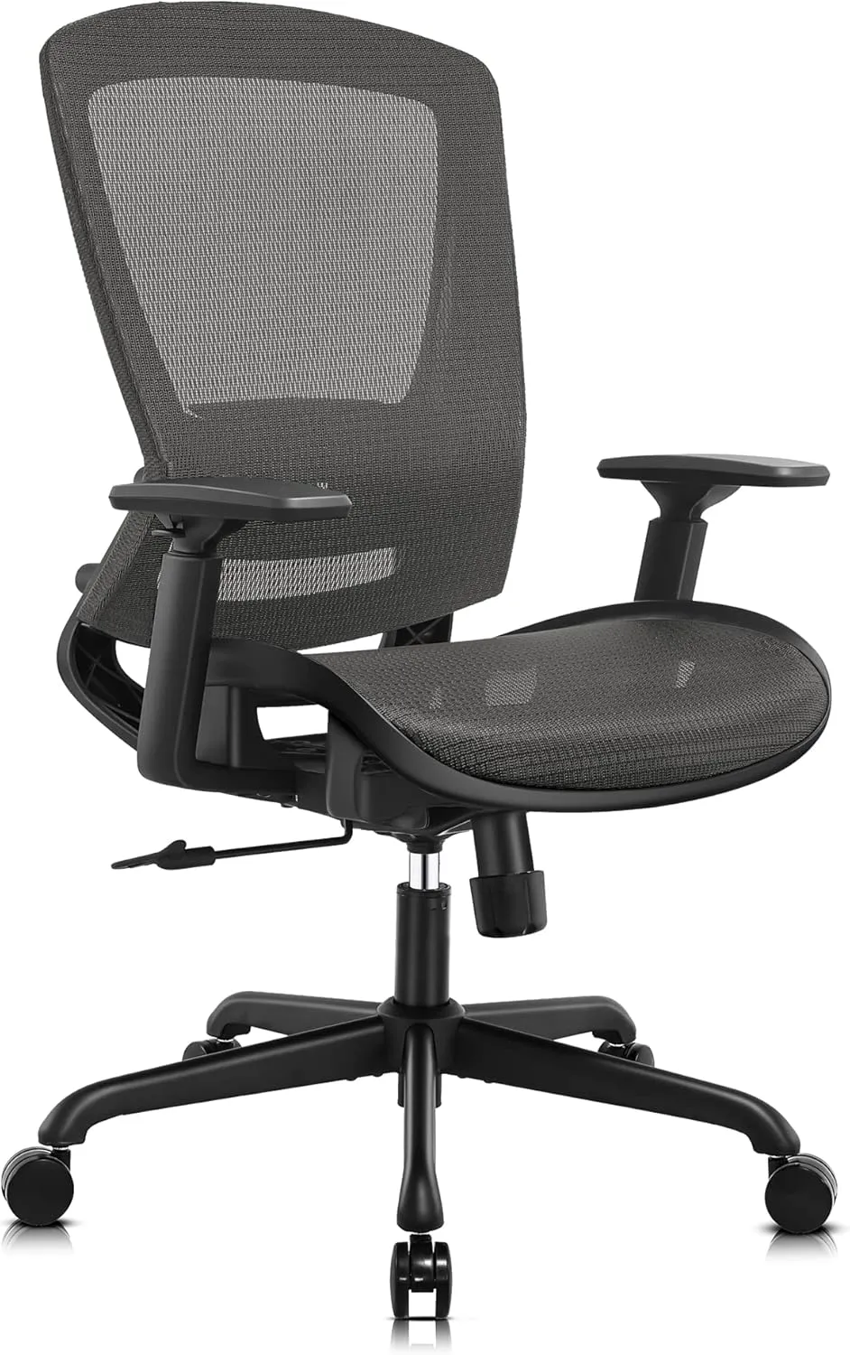 Mesh Office Chair,Ergonomic Computer Desk Chair,Sturdy Task Chair- Adjustable Lumbar Support & Armrests,Tilt Function,Comfort Wide Seat,Swivel Home Office Chair (Grey)