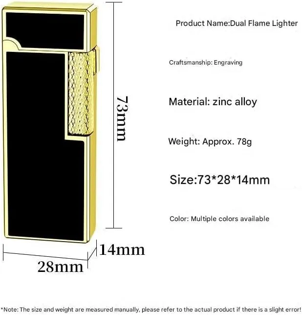 Metal Inflatable Butane Torch Lighter Windproof Lighter, Portable Refillable Lighter, Dual Flush Metal Lighter for Outdoor, Indoor (Fuel Not Included)(Black*d)