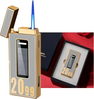 Metal lighters, Butane-Filled lighters,Lighter Torch Solar Lighter, Refillable Windproof Lighter, Black Ice and Gold, Gift Box, Men's Gift Storm Lighter (Gold)