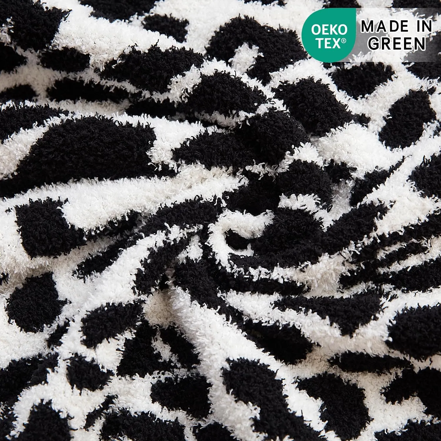 MH MYLUNE HOME Ultra Soft Leopard Throw Blanket (50x60 inches) Microfiber Blanket Plush Warm Reversible Cheetah Blanket Leopard Pattern Throw for Couch Bed Sofa - Black and White, 50"x60"