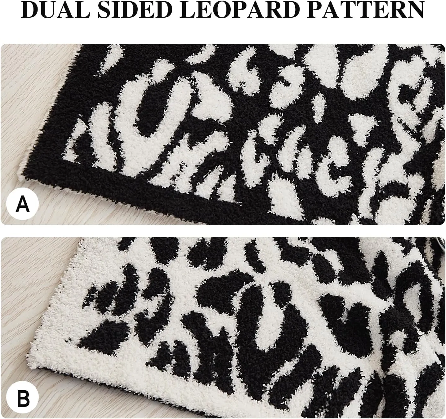 MH MYLUNE HOME Ultra Soft Leopard Throw Blanket (50x60 inches) Microfiber Blanket Plush Warm Reversible Cheetah Blanket Leopard Pattern Throw for Couch Bed Sofa - Black and White, 50"x60"