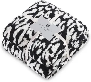 MH MYLUNE HOME Ultra Soft Leopard Throw Blanket (50x60 inches) Microfiber Blanket Plush Warm Reversible Cheetah Blanket Leopard Pattern Throw for Couch Bed Sofa - Black and White, 50"x60"