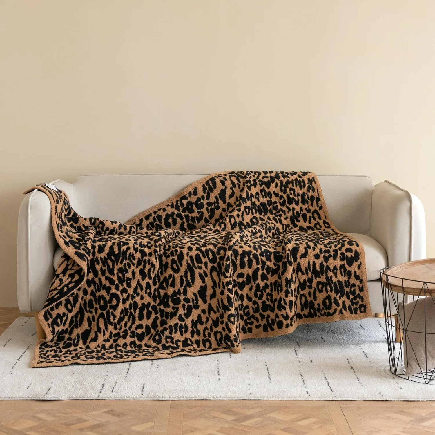 MH MYLUNE HOME Ultra Soft Leopard Throw Blanket (50x60 inches) Microfiber Blankets Plush Warm Reversible Cheetah Blanket Leopard Pattern Throw for Couch Bed Sofa - Brown, 50"x60"