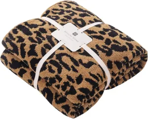 MH MYLUNE HOME Ultra Soft Leopard Throw Blanket (50x60 inches) Microfiber Blankets Plush Warm Reversible Cheetah Blanket Leopard Pattern Throw for Couch Bed Sofa - Brown, 50"x60"