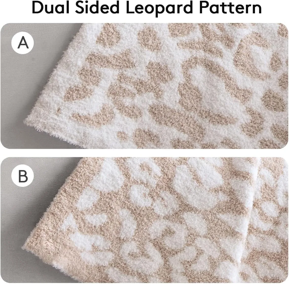 MH MYLUNE HOME Ultra Soft Leopard Throw Blanket (50x60 inches) Microfiber Blankets Plush Warm Reversible Cheetah Blanket Leopard Pattern Throw for Couch Bed Sofa - Khaki, 50"x60"
