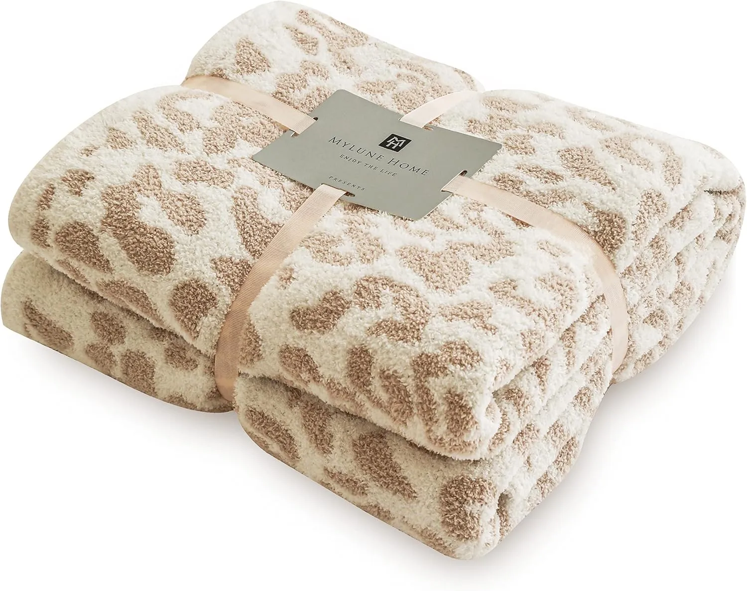 MH MYLUNE HOME Ultra Soft Leopard Throw Blanket (50x60 inches) Microfiber Blankets Plush Warm Reversible Cheetah Blanket Leopard Pattern Throw for Couch Bed Sofa - Khaki, 50"x60"