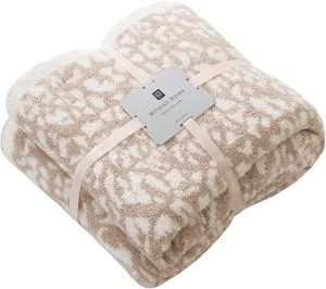 MH MYLUNE HOME Ultra Soft Leopard Throw Blanket (50x60 inches) Microfiber Blankets Plush Warm Reversible Cheetah Blanket Leopard Pattern Throw for Couch Bed Sofa - Khaki, 50"x60"