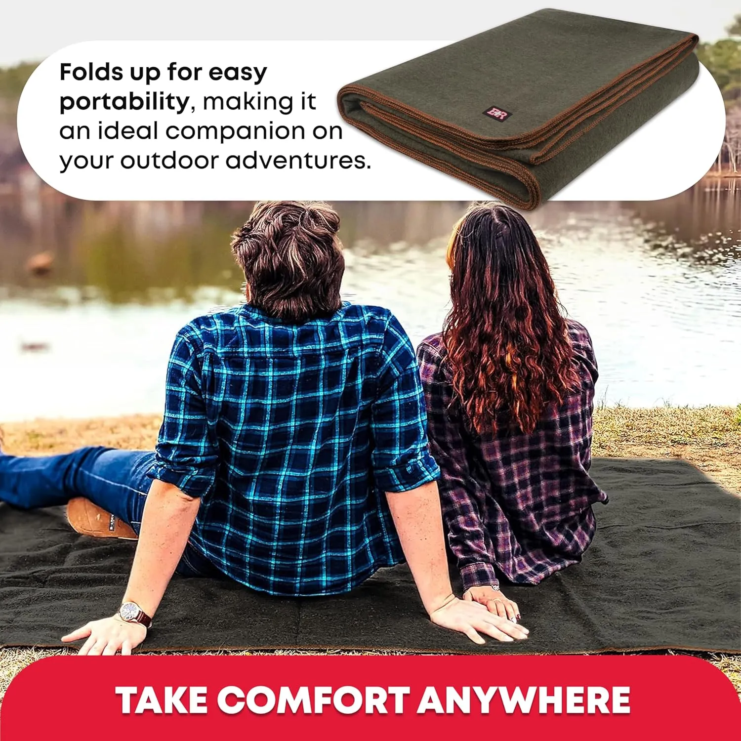 Military Wool Blanket - 95% Wool, Washable, Perfect for Outdoors, Picnics, Travel, Car & Bushcraft Emergency Blanket, 96" x 108", 8.45 lbs. - Olive Drab - King Size