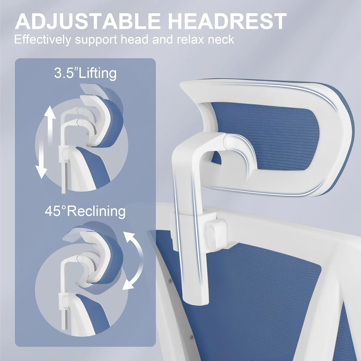 Misolant Ergonomic Office Chair with Footrest, Ergonomic Desk Chair with Adjustable 2D Lumbar Support, High Back Computer Chairs with Adjustable Headrest, Navy Blue Comfortable Executive Office Chair