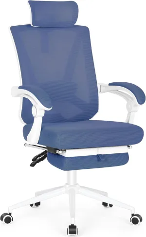 Misolant Ergonomic Office Chair with Footrest, Ergonomic Desk Chair with Adjustable 2D Lumbar Support, High Back Computer Chairs with Adjustable Headrest, Navy Blue Comfortable Executive Office Chair
