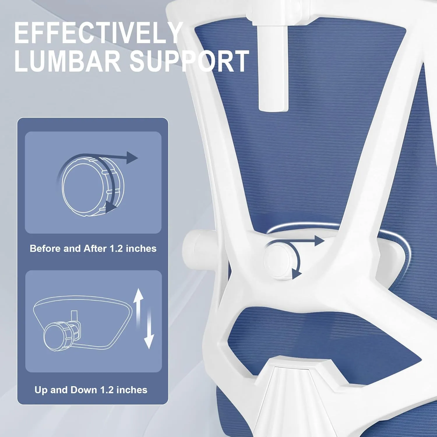 Misolant Ergonomic Office Chair with Footrest, Ergonomic Desk Chair with Adjustable 2D Lumbar Support, High Back Computer Chairs with Adjustable Headrest, Navy Blue Comfortable Executive Office Chair